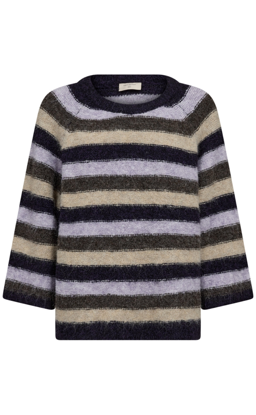 Freequent Genser - Grslulu Stripe - Nightshade Mel w. Iris Mel